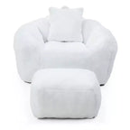 Fauteuil poire géant avec repose-pieds, surdimensionné pour adultes et enfants, en fausse fourrure en forme de coquille
