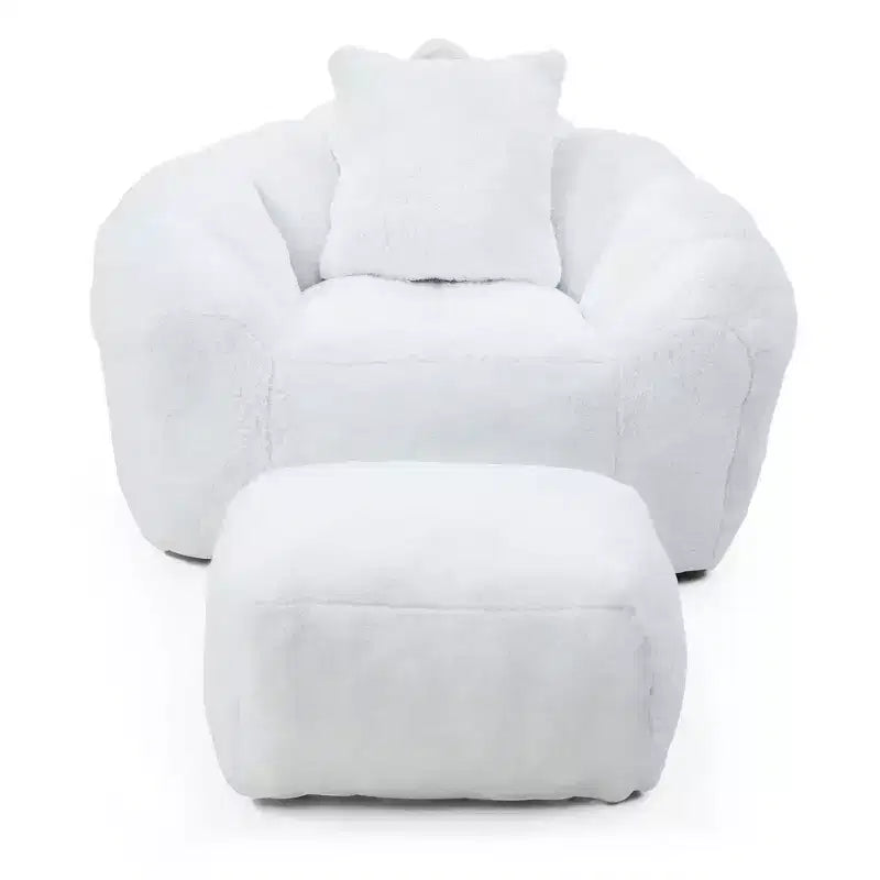 Fauteuil poire géant avec repose-pieds, surdimensionné pour adultes et enfants, en fausse fourrure en forme de coquille