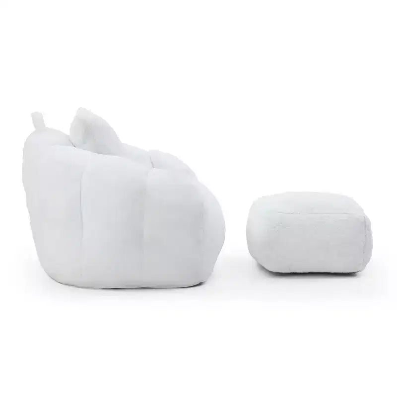 Fauteuil poire géant avec repose-pieds, surdimensionné pour adultes et enfants, en fausse fourrure en forme de coquille