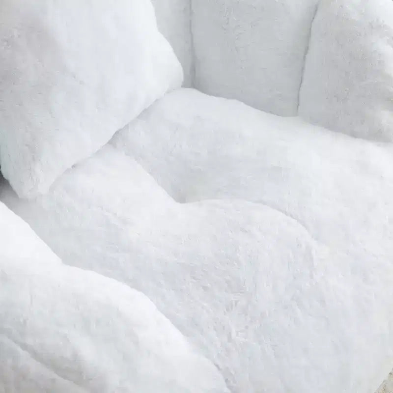 Fauteuil poire géant avec repose-pieds, surdimensionné pour adultes et enfants, en fausse fourrure en forme de coquille
