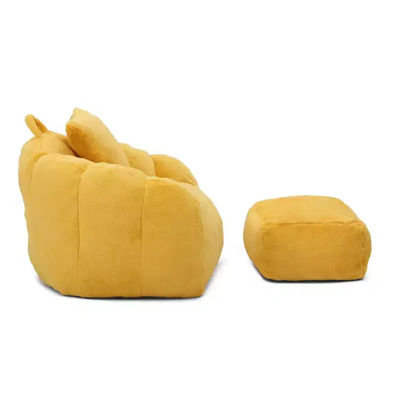 Fauteuil poire géant avec repose-pieds, surdimensionné pour adultes et enfants, en fausse fourrure en forme de coquille