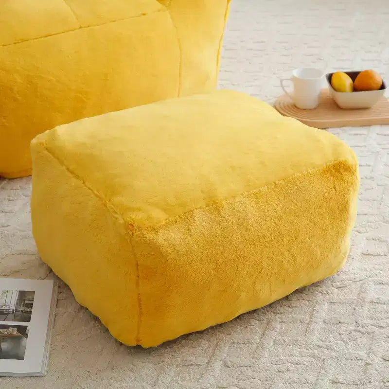 Fauteuil poire géant avec repose-pieds, surdimensionné pour adultes et enfants, en fausse fourrure en forme de coquille
