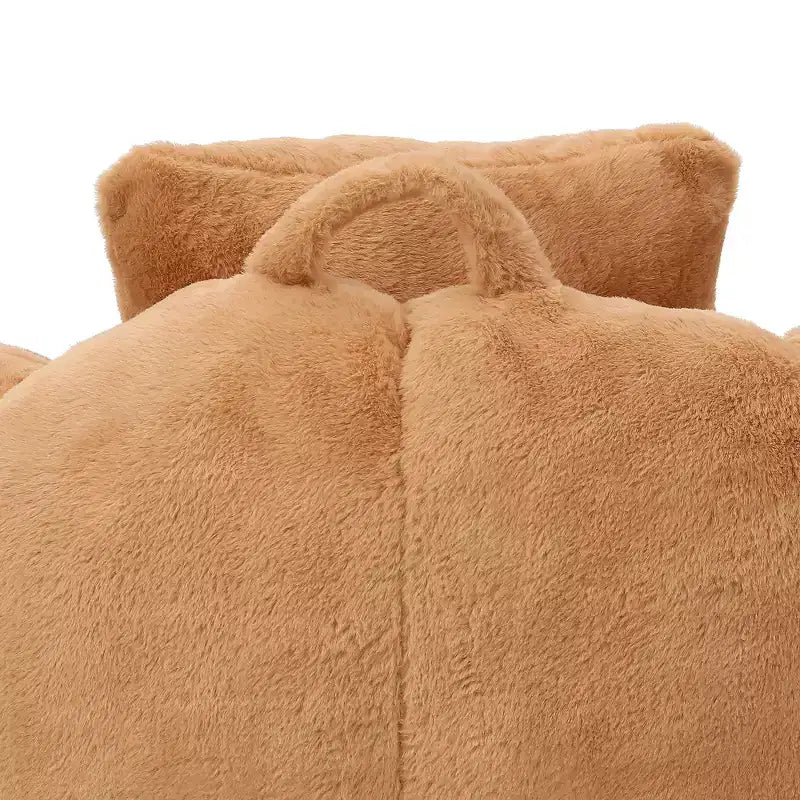 Fauteuil poire géant avec repose-pieds, surdimensionné pour adultes et enfants, en fausse fourrure en forme de coquille