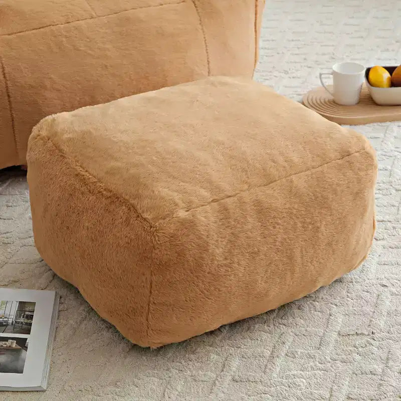 Fauteuil poire géant avec repose-pieds, surdimensionné pour adultes et enfants, en fausse fourrure en forme de coquille