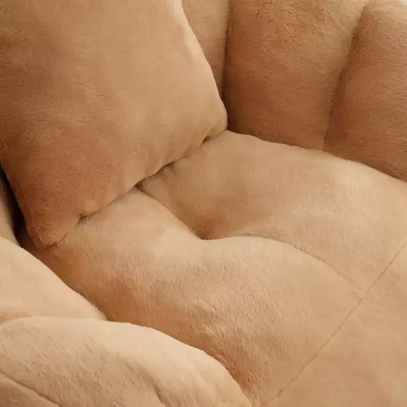Fauteuil poire géant avec repose-pieds, surdimensionné pour adultes et enfants, en fausse fourrure en forme de coquille