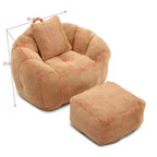 Fauteuil poire géant avec repose-pieds, surdimensionné pour adultes et enfants, en fausse fourrure en forme de coquille