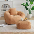 Fauteuil poire géant avec repose-pieds, surdimensionné pour adultes et enfants, en fausse fourrure en forme de coquille