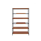 HomeRoots 70 Oak And Black Metal and Wood Six Tier Etagere Bookcase