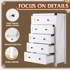 Commode de ferme à 5 tiroirs GALAXHERO, organisateur de rangement haut en bois pour chambre à coucher, commode à tiroirs avec poignées rustiques pour salon, couloir
