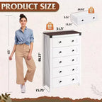 Commode de ferme à 5 tiroirs GALAXHERO, organisateur de rangement haut en bois pour chambre à coucher, commode à tiroirs avec poignées rustiques pour salon, couloir