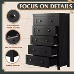 Commode de ferme à 5 tiroirs GALAXHERO, organisateur de rangement haut en bois pour chambre à coucher, commode à tiroirs avec poignées rustiques pour salon, couloir