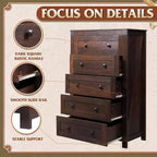 Commode de ferme à 5 tiroirs GALAXHERO, organisateur de rangement haut en bois pour chambre à coucher, commode à tiroirs avec poignées rustiques pour salon, couloir