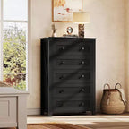 GALAXHERO 5 Drawer Farmhouse Dresser, Tall Wood Storage Organizer for Bedroom, Chest of Drawers with Rustic Handles for Living Room, Hallway