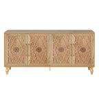 Meuble de rangement GDFStudio Mid Century Modern 62.99'' avec portes sculptées motif floral et étagères réglables