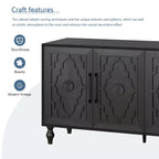 Meuble de rangement GDFStudio Mid Century Modern 62.99'' avec portes sculptées motif floral et étagères réglables