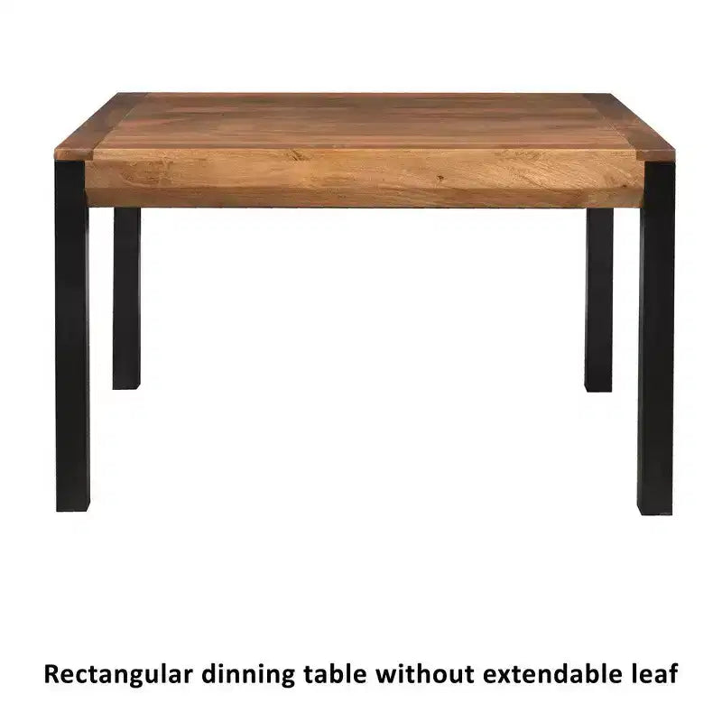 Table à manger rectangulaire extensible Royal Hampton de 210 cm, plateau en manguier sculpté main avec pieds en fer