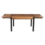 Table à manger rectangulaire extensible Royal Hampton de 210 cm, plateau en manguier sculpté main avec pieds en fer