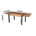 Table à manger rectangulaire extensible Royal Hampton de 210 cm, plateau en manguier sculpté main avec pieds en fer