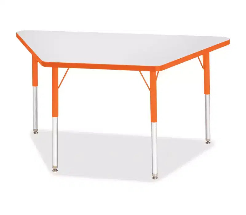 Jonti-Craft Berries Adult-Size Gray Laminate Trapezoid Table (24 x 48) in Orange