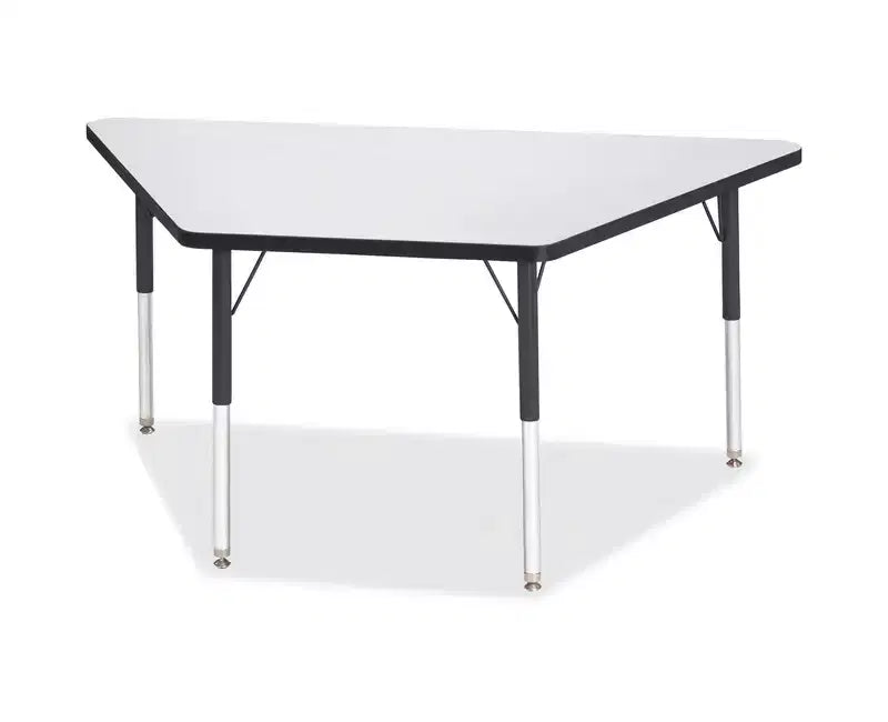 Table trapézoïdale Jonti-Craft Berries pour adulte, stratifié gris, 30 x 60 po, pieds noirs