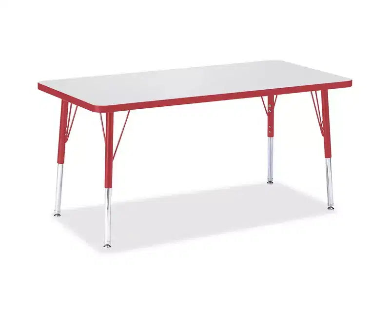 Table rectangulaire Jonti-Craft Berries (24 x 48) à bordure colorée rouge, hauteur élémentaire
