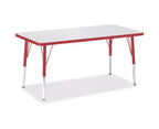 Table rectangulaire Jonti-Craft Berries (24 x 48) à bordure colorée rouge, hauteur élémentaire