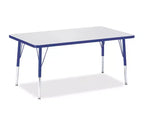 Jonti-Craft Berries Elementary Height Gray Top Rectangular Table (30 x 48) in Blue