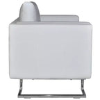 vidaXL Fauteuil cube scandinave-moderne, revêtement cuir blanc, cadre en bois massif avec pieds chromés - Blanc
