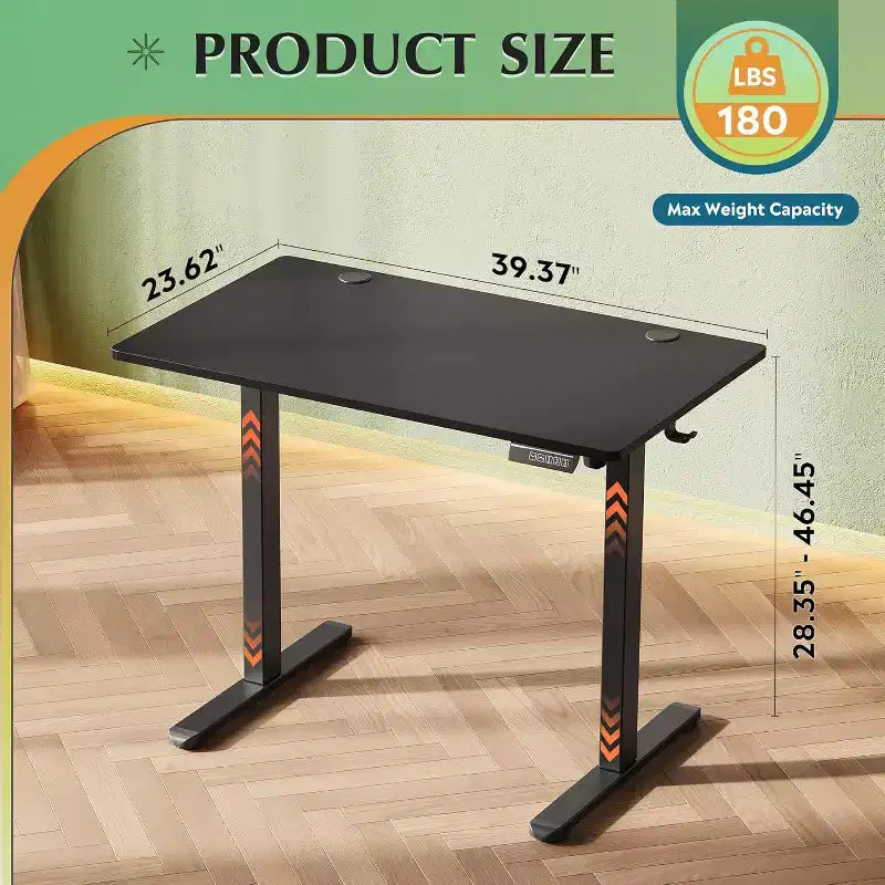 GALAXHERO Bureau debout électrique - Plateau de 122 x 61 cm, bureau d'ordinateur à hauteur réglable, 3 réglages de mémoire, poste de travail assis-debout noir