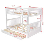 Lit superposé Okak complet sur complet avec échelle, 2 tiroirs et garde-corps de sécurité, lits superposés en bois massif pour enfants, filles, garçons, facile à assembler