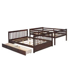 Lit superposé Okak complet sur complet avec échelle, 2 tiroirs et garde-corps de sécurité, lits superposés en bois massif pour enfants, filles, garçons, facile à assembler