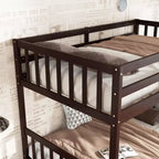 Okak Lit superposé jumeau sur jumeau en bois d'hévéa avec tiroirs Lit superposé mezzanine avec échelle et garde-corps de sécurité pour adolescents, convertible en 2 lits jumeaux