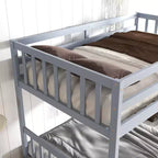 Okak Lit superposé jumeau sur jumeau en bois d'hévéa avec tiroirs Lit superposé mezzanine avec échelle et garde-corps de sécurité pour adolescents, convertible en 2 lits jumeaux