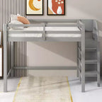 Okak Lit superposé double avec armoire de rangement intégrée Lit mezzanine avec escalier et garde-corps de sécurité en bois massif pour enfants et adolescents, facile à assembler