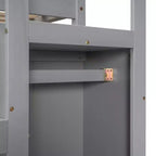 Okak Lit superposé double avec armoire de rangement intégrée Lit mezzanine avec escalier et garde-corps de sécurité en bois massif pour enfants et adolescents, facile à assembler