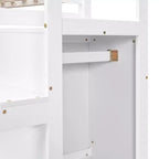 Okak Lit superposé double avec armoire de rangement intégrée Lit mezzanine avec escalier et garde-corps de sécurité en bois massif pour enfants et adolescents, facile à assembler