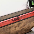 Cadre de lit plateforme Okak Full/Queen/King avec tête de lit de rangement, lit avec station de recharge lumineuse LED, pas besoin de sommier tapissier, lattes métalliques silencieuses