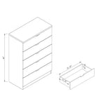 Commode de chambre à coucher rétro Okak avec 5 tiroirs en similicuir grain de bois, meuble de rangement avec glissières métalliques pour salon, couloir, entrée