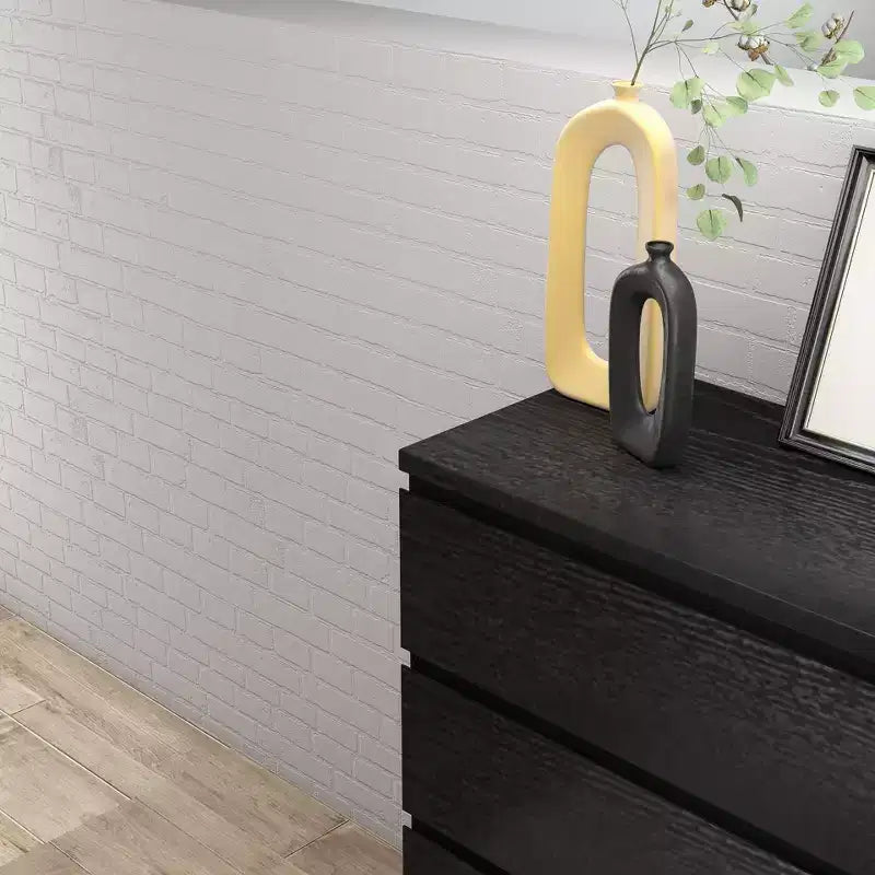 Commode de chambre à coucher rétro Okak avec 5 tiroirs en similicuir grain de bois, meuble de rangement avec glissières métalliques pour salon, couloir, entrée