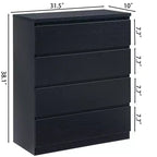 Commode de chambre à coucher rétro Okak avec 5 tiroirs en similicuir grain de bois, meuble de rangement avec glissières métalliques pour salon, couloir, entrée