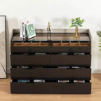 Coiffeuse Okak Bluetooth LED avec commande par application, buffet de rangement en verre trempé et coins arrondis sécurisés pour les enfants, télécommande tactile pour chambre à coucher