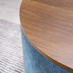 Okak Pouf de rangement rond en chenille 2 pièces, table basse avec panneau de bureau, petit tabouret repose-pieds en forme de tambour pour salon et chambre
