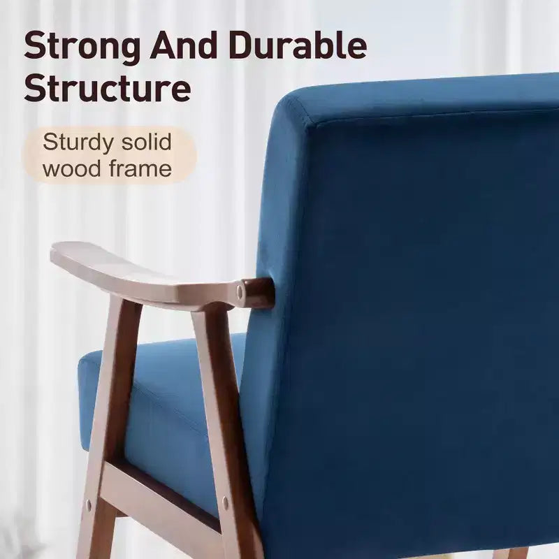 Fauteuil d'appoint Okak Leisure, fauteuil de salon avec dossier extra-épais, fauteuil à oreilles avec pieds en bois massif pour salle de lecture, chambre à coucher