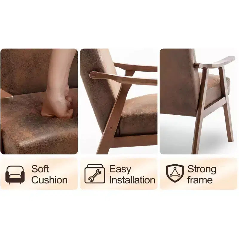 Fauteuil d'appoint Okak Leisure, fauteuil de salon avec dossier extra-épais, fauteuil à oreilles avec pieds en bois massif pour salle de lecture, chambre à coucher