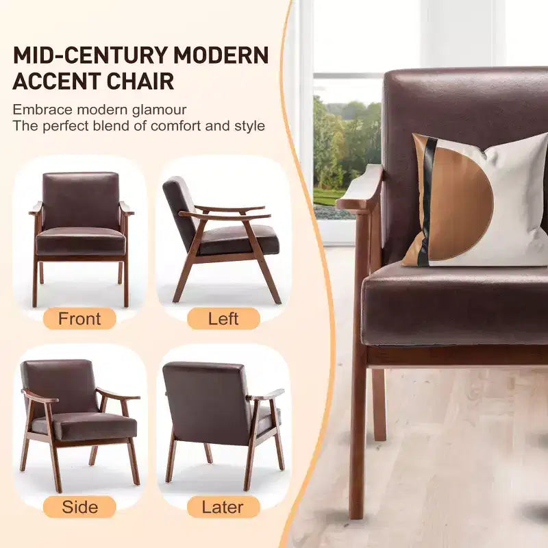 Fauteuil d'appoint Okak Leisure, fauteuil de salon avec dossier extra-épais, fauteuil à oreilles avec pieds en bois massif pour salle de lecture, chambre à coucher