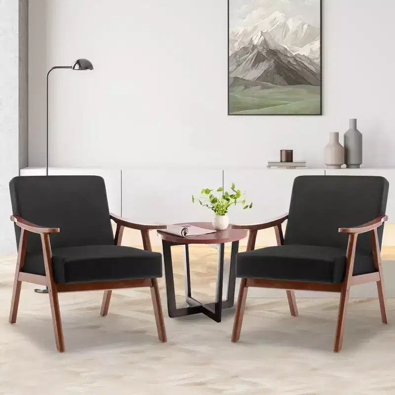 Fauteuil d'appoint Okak Leisure, fauteuil de salon avec dossier extra-épais, fauteuil à oreilles avec pieds en bois massif pour salle de lecture, chambre à coucher