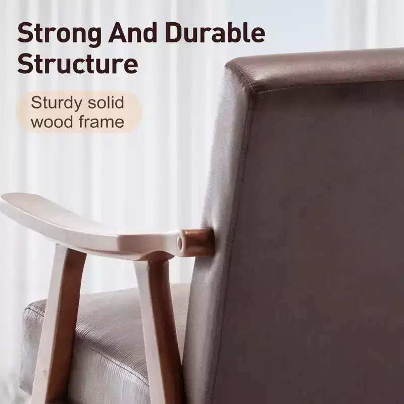 Fauteuil d'appoint Okak Leisure, fauteuil de salon avec dossier extra-épais, fauteuil à oreilles avec pieds en bois massif pour salle de lecture, chambre à coucher