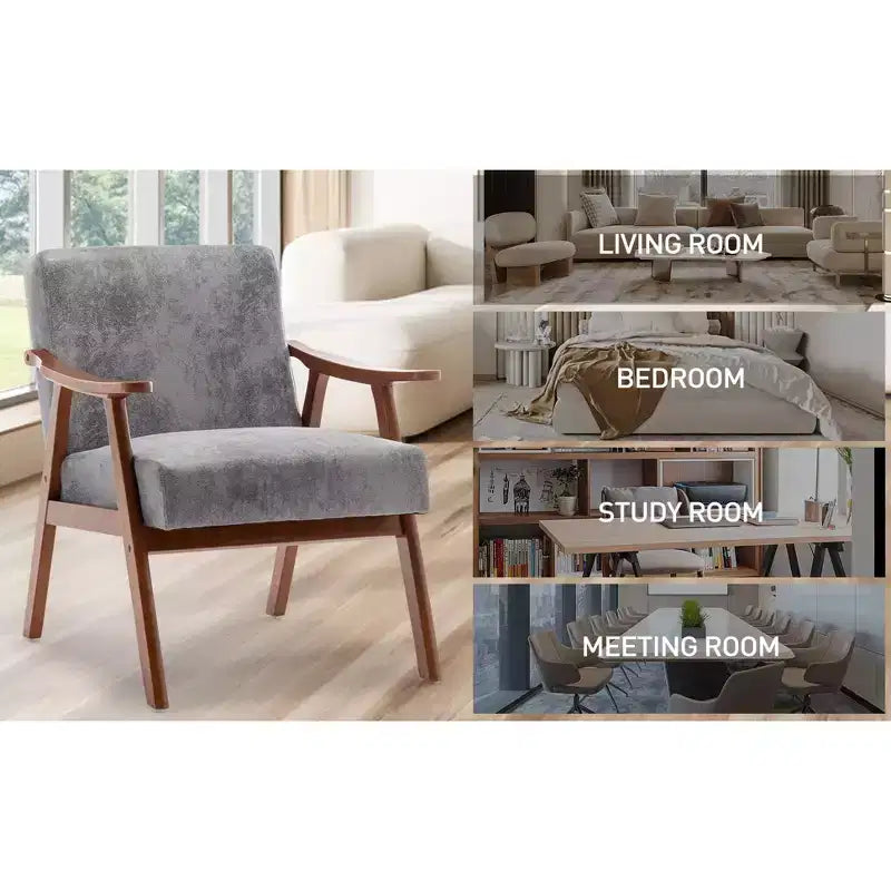 Fauteuil d'appoint Okak Leisure, fauteuil de salon avec dossier extra-épais, fauteuil à oreilles avec pieds en bois massif pour salle de lecture, chambre à coucher
