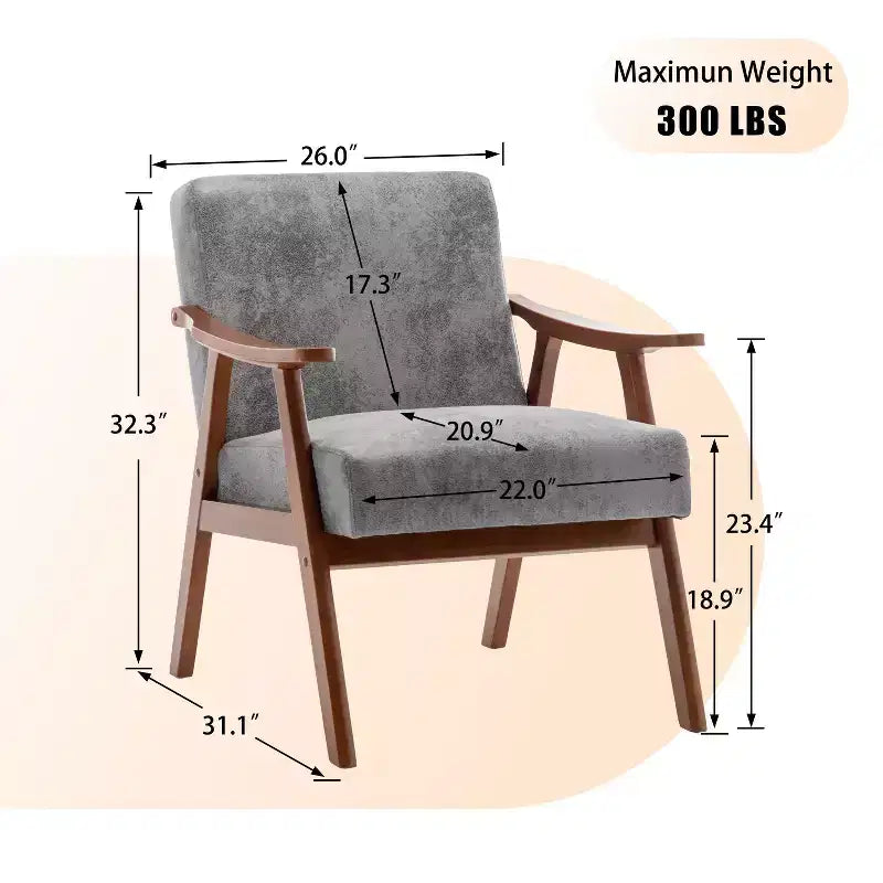 Fauteuil d'appoint Okak Leisure, fauteuil de salon avec dossier extra-épais, fauteuil à oreilles avec pieds en bois massif pour salle de lecture, chambre à coucher