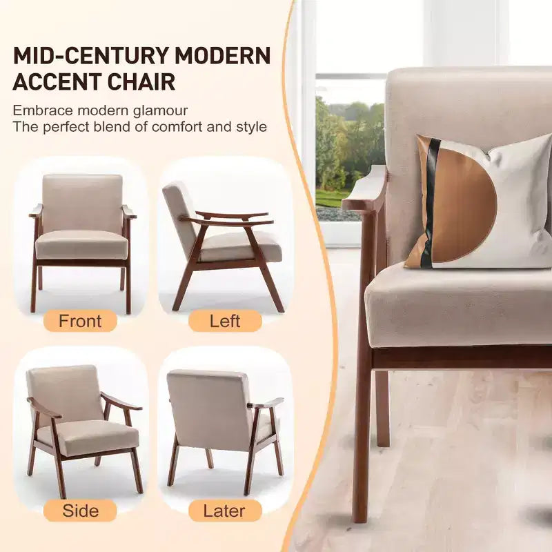 Fauteuil d'appoint Okak Leisure, fauteuil de salon avec dossier extra-épais, fauteuil à oreilles avec pieds en bois massif pour salle de lecture, chambre à coucher
